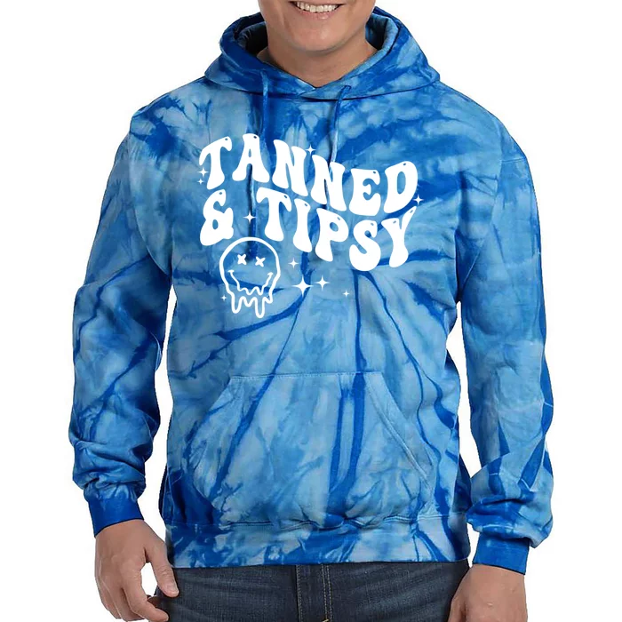 Tanned And Tipsy Hello Summer Vibes Beach Vacay Summertime Gift Tie Dye Hoodie