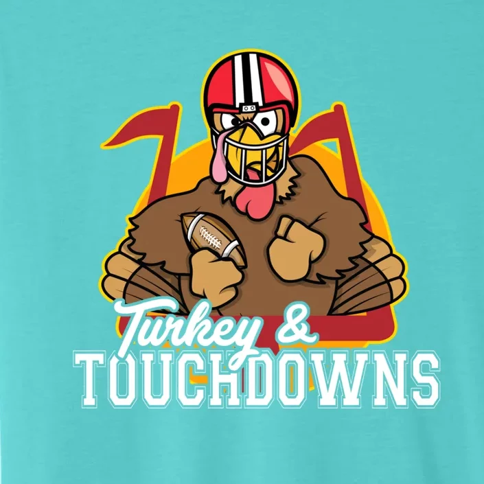 Turkey and Touchdowns Funny Thanksgiving Football ChromaSoft Performance T-Shirt