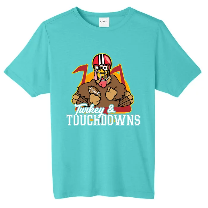 Turkey and Touchdowns Funny Thanksgiving Football ChromaSoft Performance T-Shirt