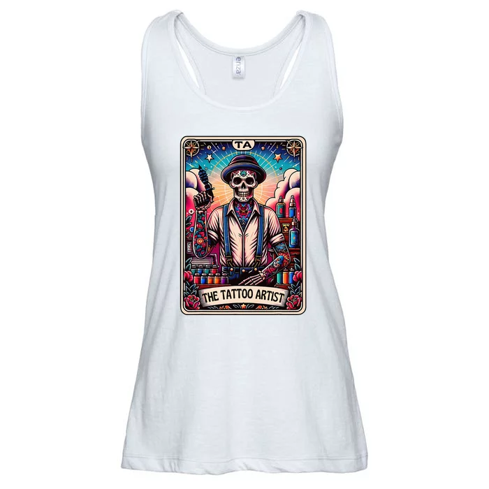 Tattoo Artist Tarot Card Skeleton Drawing Tattooist Tarot Ladies Essential Flowy Tank