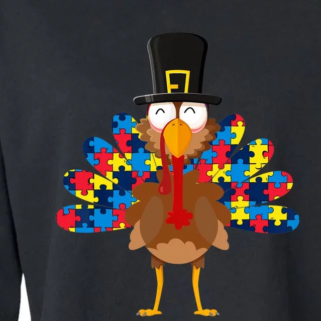 Turkeys Autism Thanksgiving Day Funny Gifts Boys Girls Cropped Pullover Crew