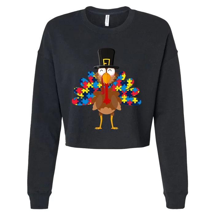 Turkeys Autism Thanksgiving Day Funny Gifts Boys Girls Cropped Pullover Crew