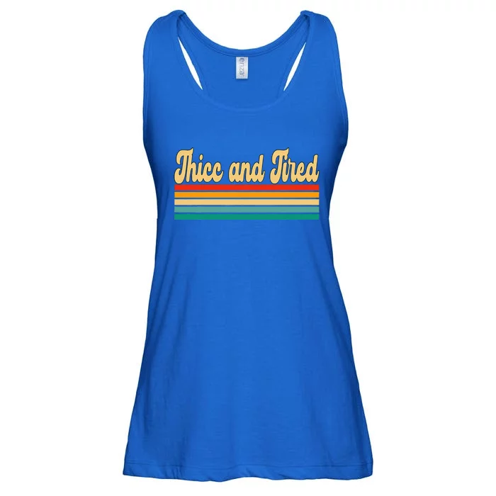 Thicc And Tired Retro Vintage Ladies Essential Flowy Tank