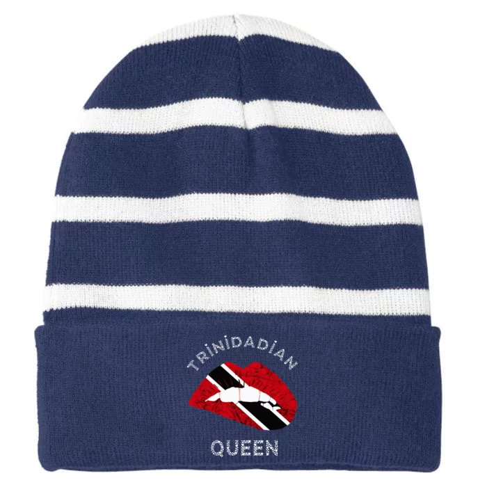 Trinidad And Tobago Trinidadian Queen Tobagonian Roots Striped Beanie with Solid Band