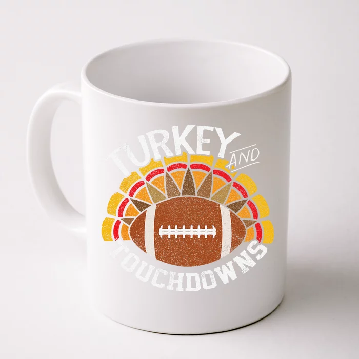 Turkey And Touchdowns Funny Thanksgiving Football Front & Back Coffee Mug