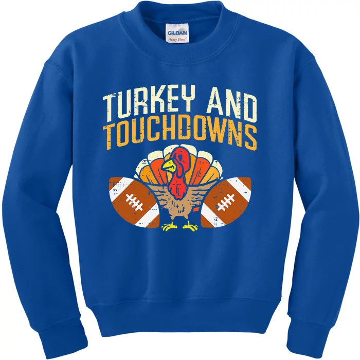 Turkey And Touchdowns American Football Thanksgiving Season Kids Sweatshirt