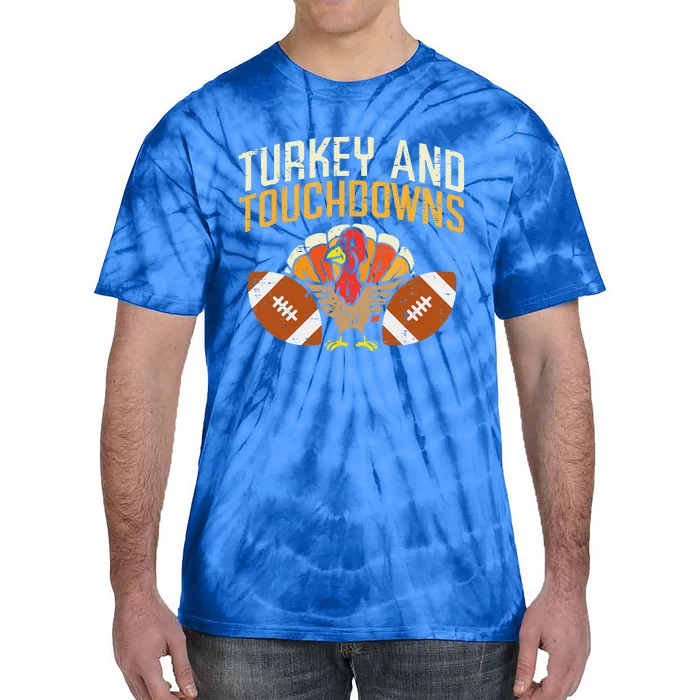 Turkey And Touchdowns American Football Thanksgiving Season Tie-Dye T-Shirt