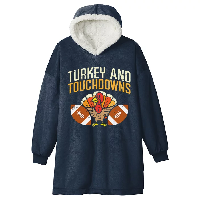 Turkey And Touchdowns American Football Thanksgiving Season Hooded Wearable Blanket