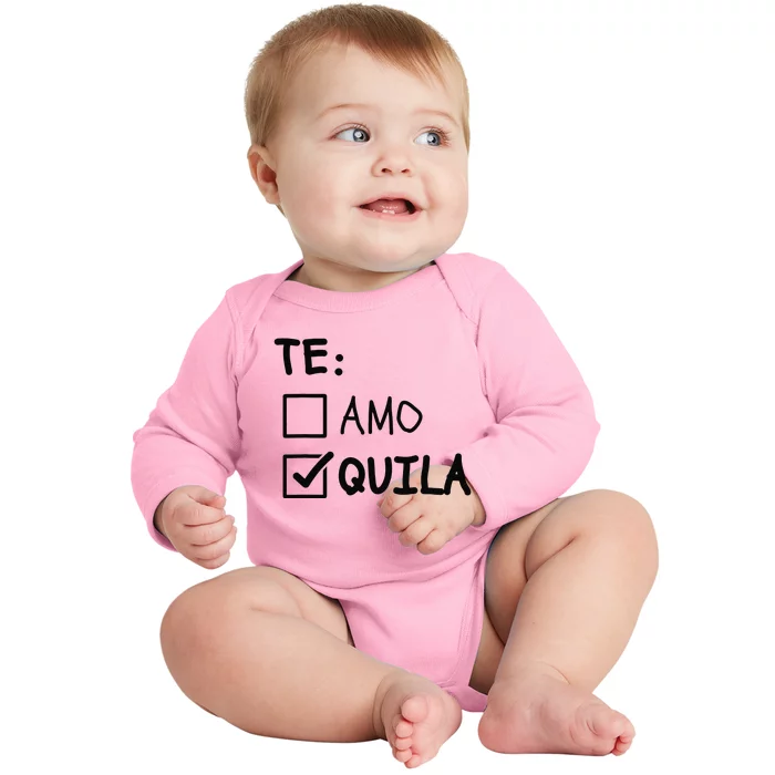 Te Amo Tequila Funny Cinco De Mayo Tequila Baby Long Sleeve Bodysuit