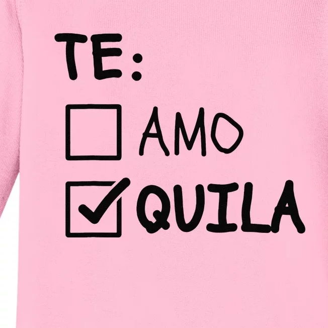 Te Amo Tequila Funny Cinco De Mayo Tequila Baby Long Sleeve Bodysuit