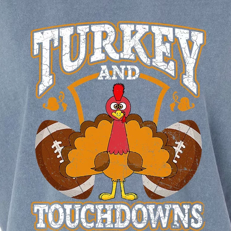 Turkey And Touchdowns Football Thanksgiving Garment-Dyed Women's Muscle Tee