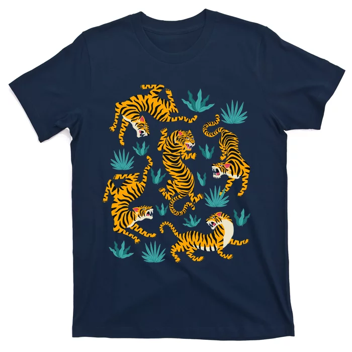 Tigers And Tropical Leaves T-Shirt