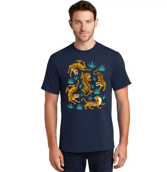 Tigers And Tropical Leaves Tall T-Shirt