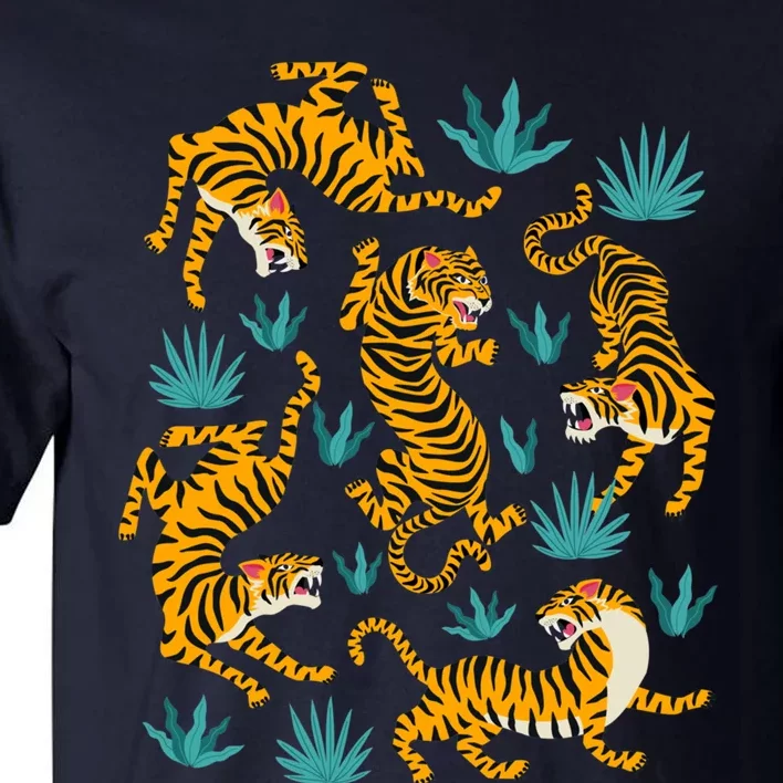 Tigers And Tropical Leaves Tall T-Shirt