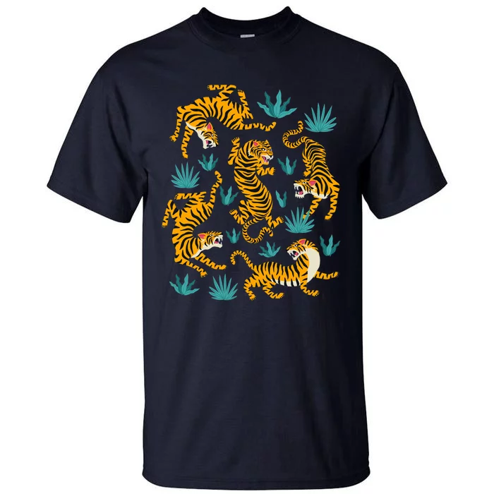 Tigers And Tropical Leaves Tall T-Shirt