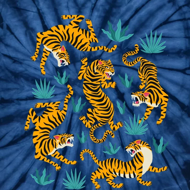 Tigers And Tropical Leaves Tie-Dye T-Shirt