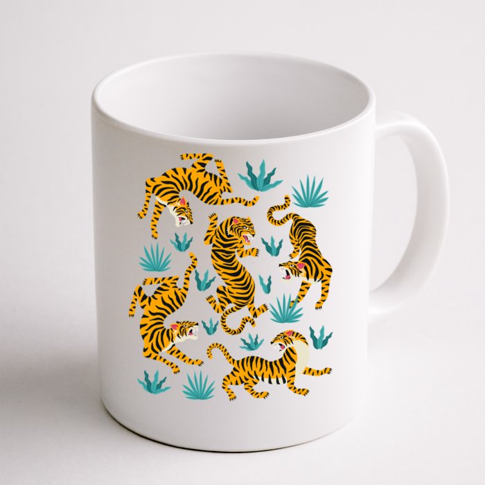 Tigers And Tropical Leaves Front & Back Coffee Mug