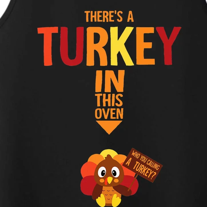 ThereS A Turkey In This Oven Pregnancy Thanksgiving Performance Tank