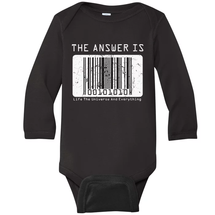 The Answer to Life The Universe and Everything in barcode Baby Long Sleeve Bodysuit