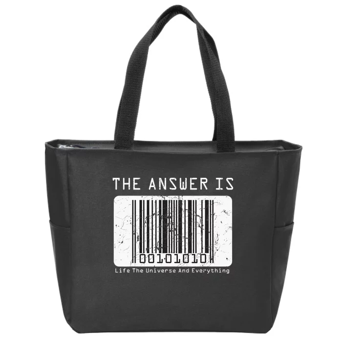 The Answer to Life The Universe and Everything in barcode Zip Tote Bag