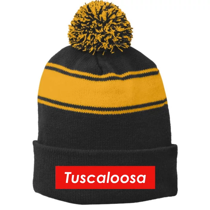 Tuscaloosa Alabama Stripe Pom Pom Beanie