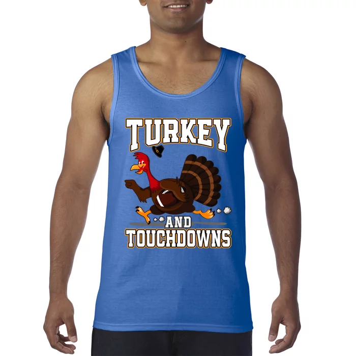 Turkey And Touchdowns Thanksgiving American Football Gift Tank Top