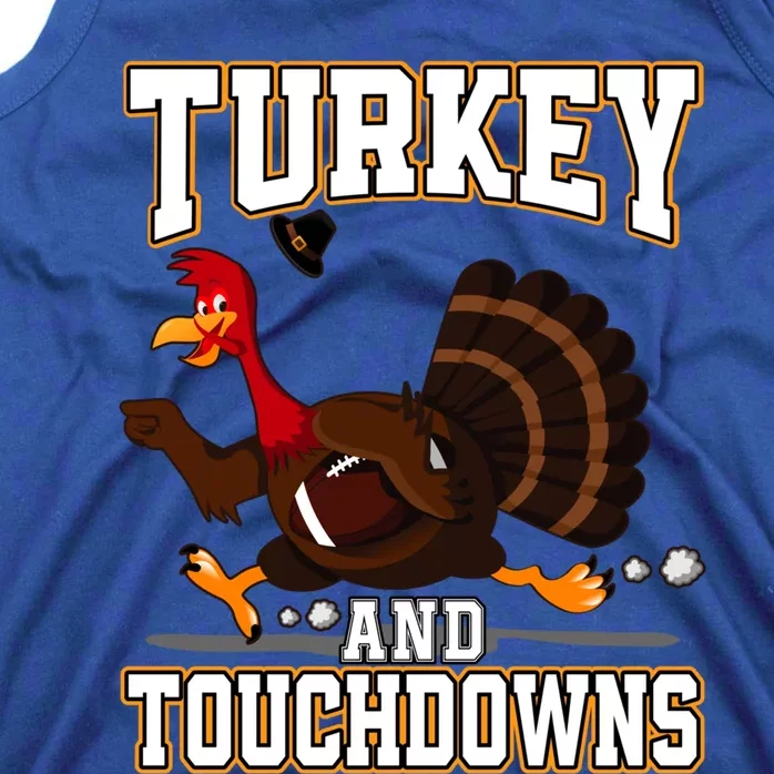 Turkey And Touchdowns Thanksgiving American Football Gift Tank Top