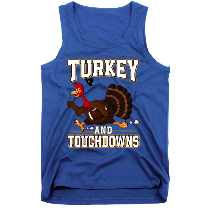 Turkey And Touchdowns Thanksgiving American Football Gift Tank Top