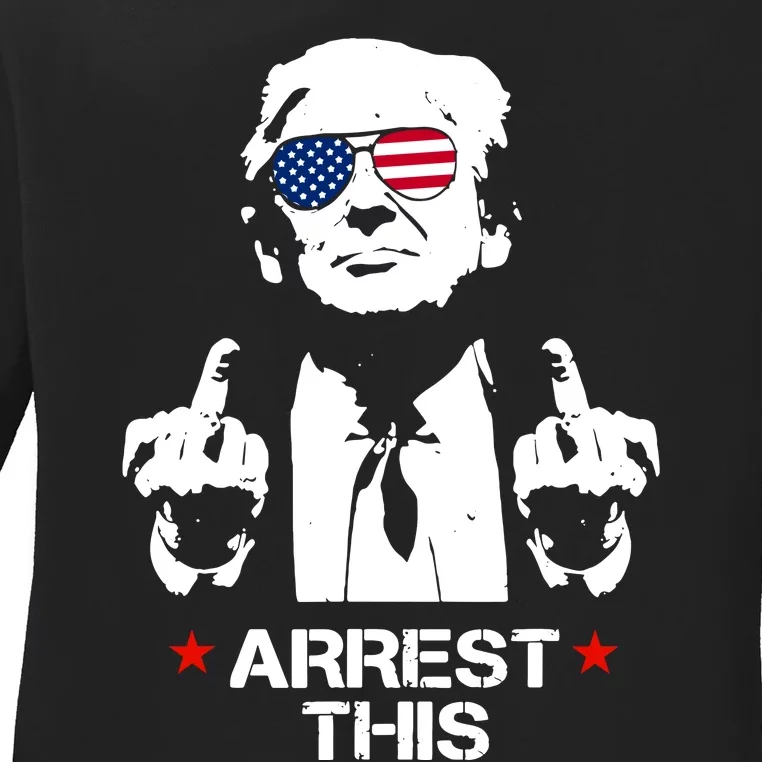 Trump Arrest This Funny Trump 2024 Convicted Felon Ladies Long Sleeve Shirt