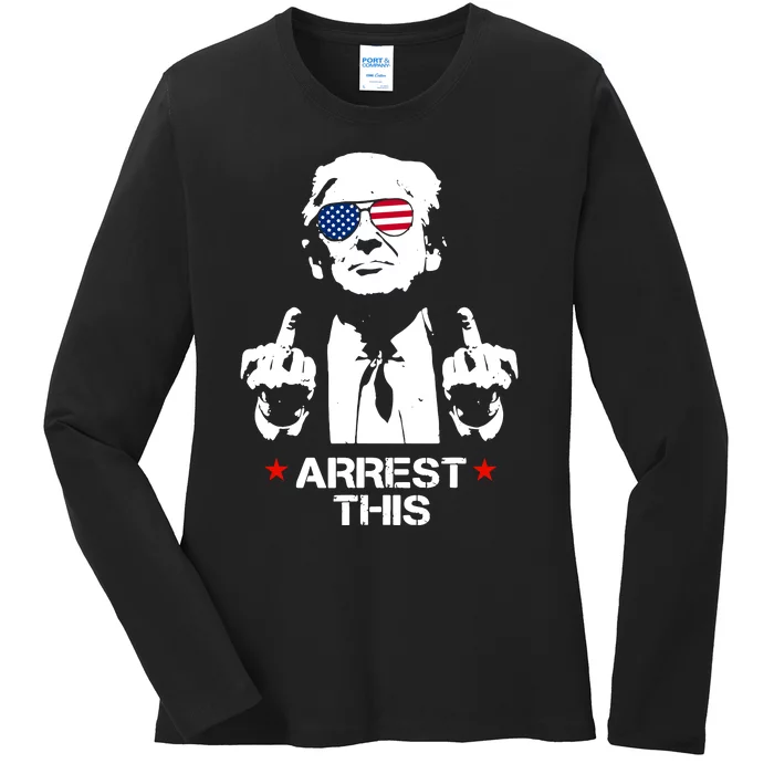 Trump Arrest This Funny Trump 2024 Convicted Felon Ladies Long Sleeve Shirt