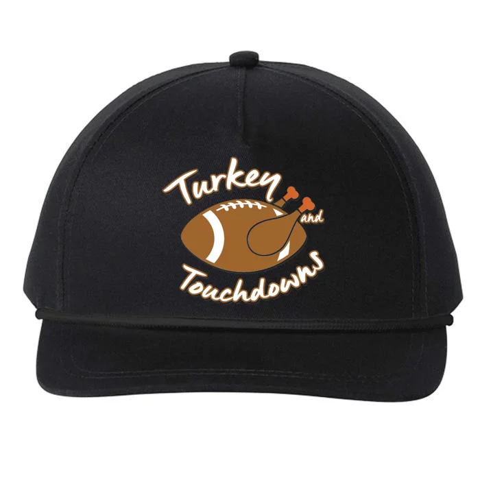 Turkey And Touchdowns Football Ball Thanksgiving Dinner Snapback Five-Panel Rope Hat