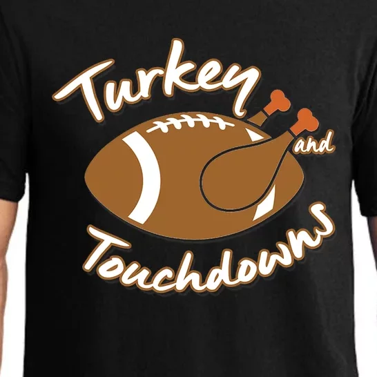 Turkey And Touchdowns Football Ball Thanksgiving Dinner Pajama Set