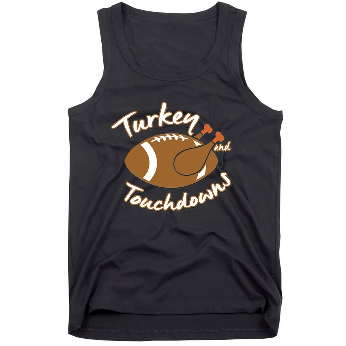 Turkey And Touchdowns Football Ball Thanksgiving Dinner Tank Top