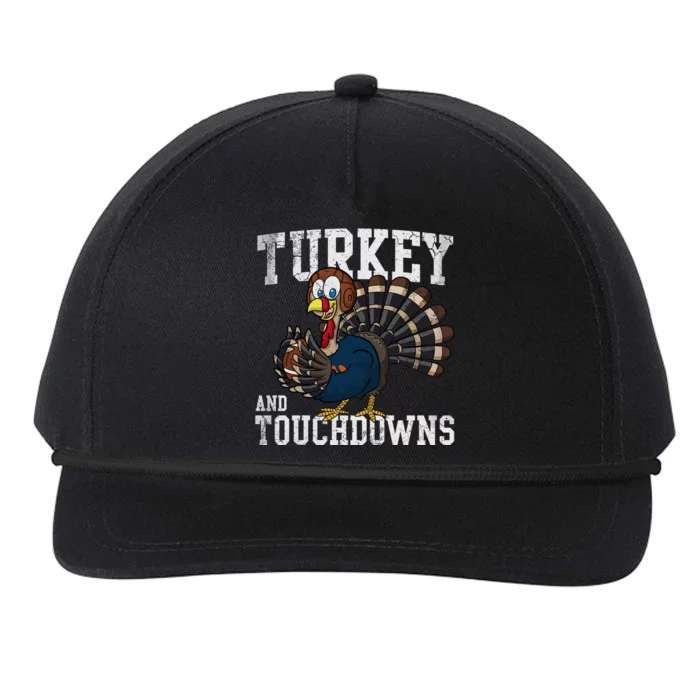 Turkey And Touchdowns Football Thanksgiving Day Gift Snapback Five-Panel Rope Hat