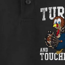 Turkey And Touchdowns Football Thanksgiving Day Gift Dry Zone Grid Performance Polo