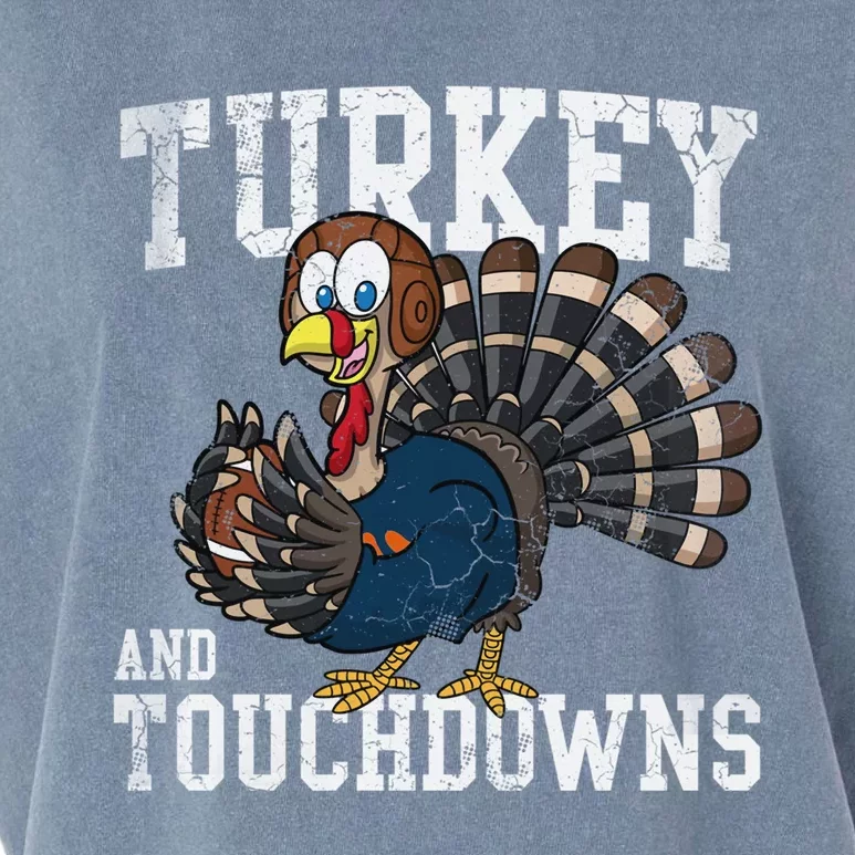 Turkey And Touchdowns Football Thanksgiving Day Gift Garment-Dyed Women's Muscle Tee