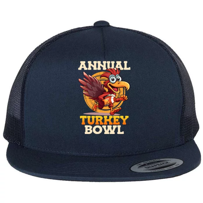 Thanksgiving Annual Turkey Bowl American Football Turkeys Gift Flat Bill Trucker Hat