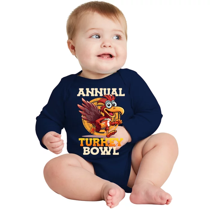 Thanksgiving Annual Turkey Bowl American Football Turkeys Gift Baby Long Sleeve Bodysuit