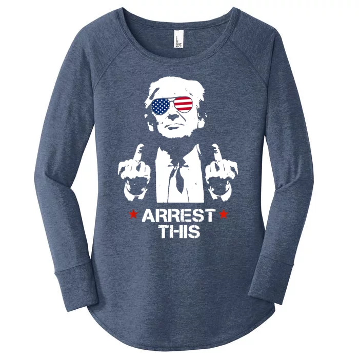 Trump Arrest This Funny Trump 2024 Convicted Felon Gift Women's Perfect Tri Tunic Long Sleeve Shirt