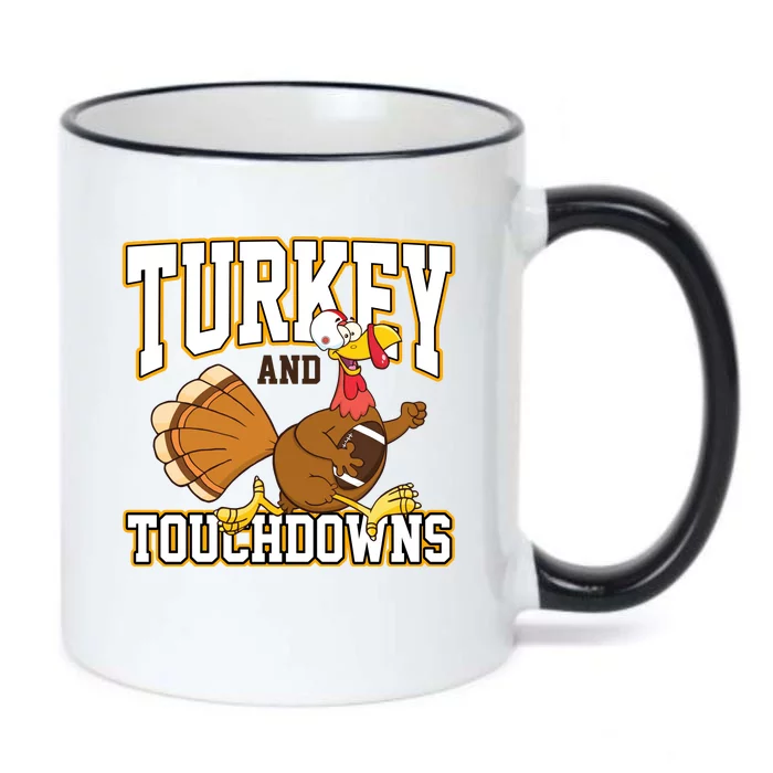 Turkey And Touchdowns Thanksgiving Football Black Color Changing Mug