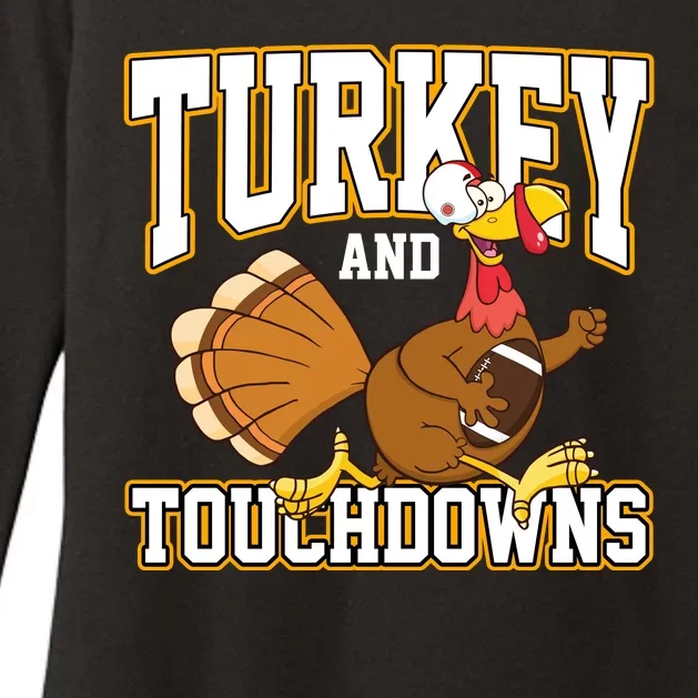 Turkey And Touchdowns Thanksgiving Football Womens CVC Long Sleeve Shirt