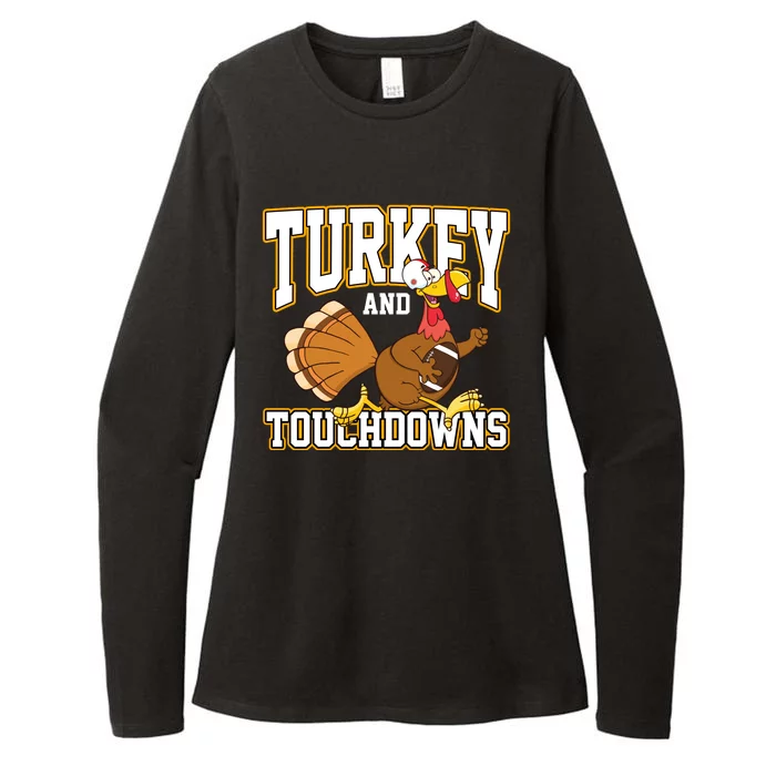 Turkey And Touchdowns Thanksgiving Football Womens CVC Long Sleeve Shirt