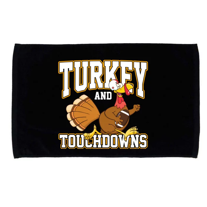 Turkey And Touchdowns Thanksgiving Football Microfiber Hand Towel