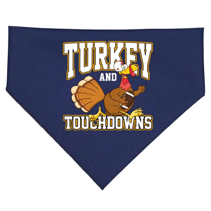 Turkey And Touchdowns Thanksgiving Football USA-Made Doggie Bandana