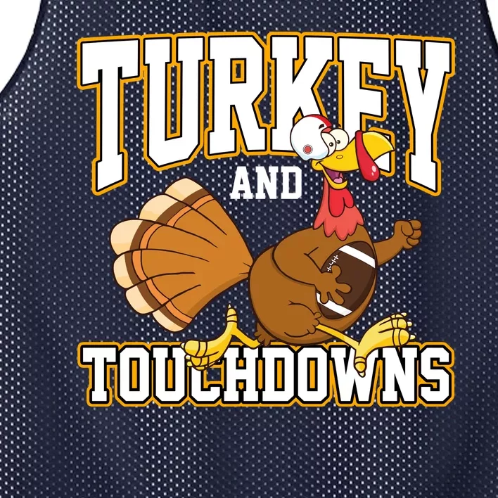 Turkey And Touchdowns Thanksgiving Football Mesh Reversible Basketball Jersey Tank