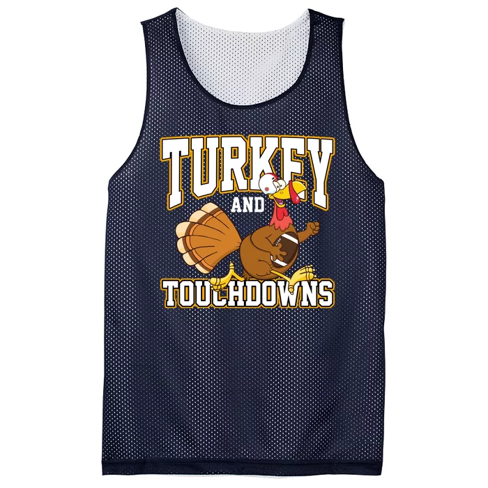 Turkey And Touchdowns Thanksgiving Football Mesh Reversible Basketball Jersey Tank