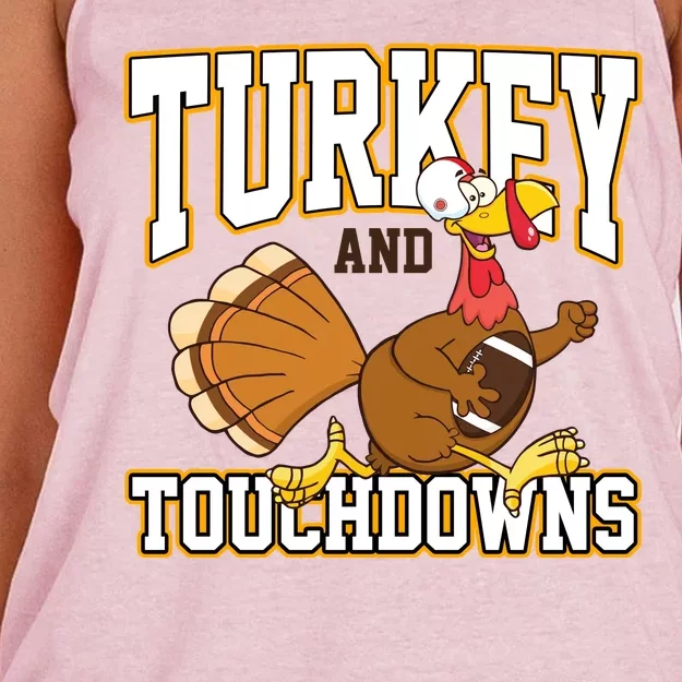 Turkey And Touchdowns Thanksgiving Football Women's Knotted Racerback Tank