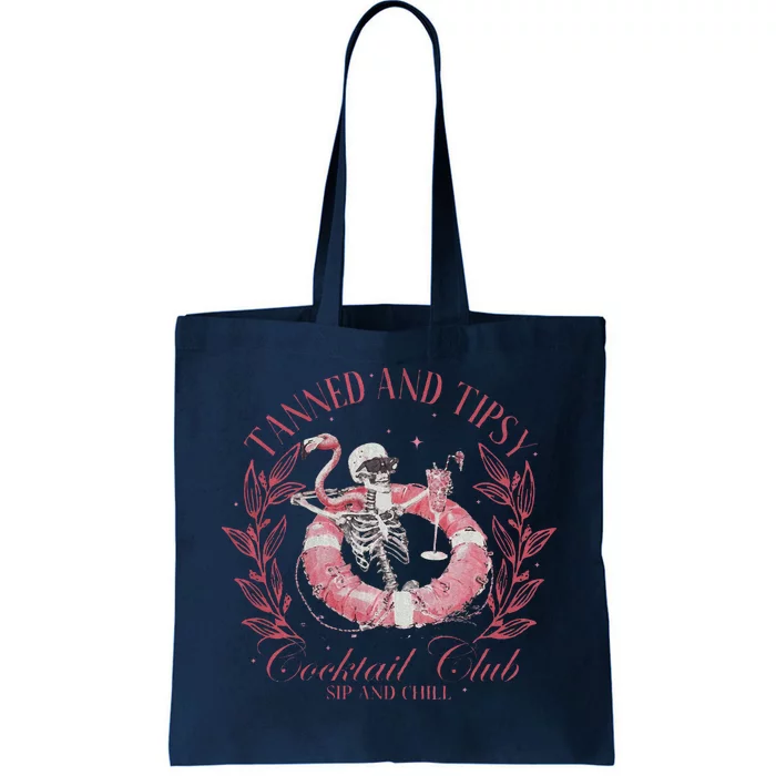 Tanned And Tipsy Summer Skeleton Pool Babe Tote Bag