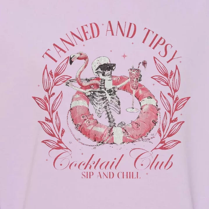 Tanned And Tipsy Summer Skeleton Pool Babe Garment-Dyed Sweatshirt