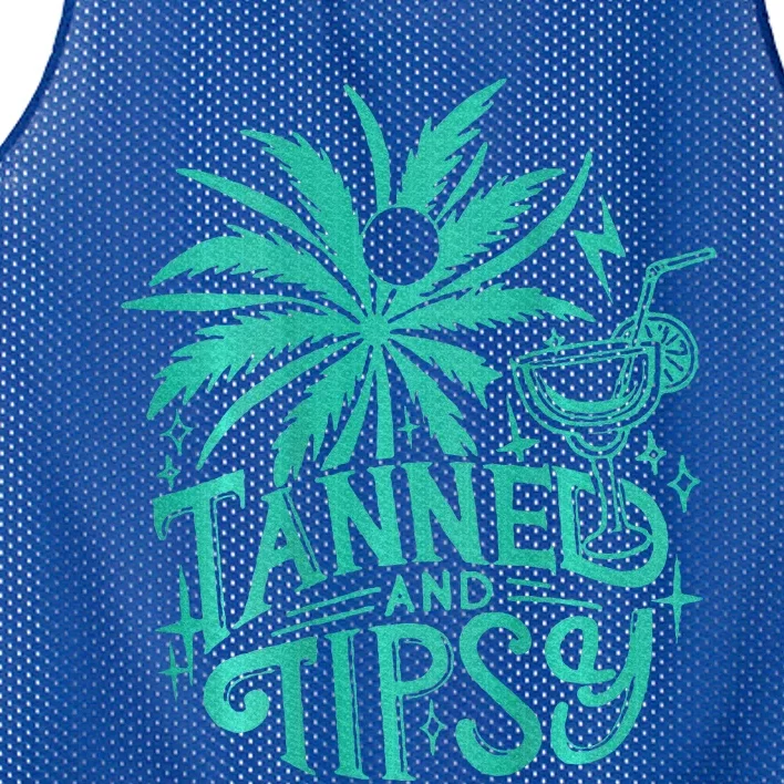 Tanned And Tipsy Beach Summer Mesh Reversible Basketball Jersey Tank